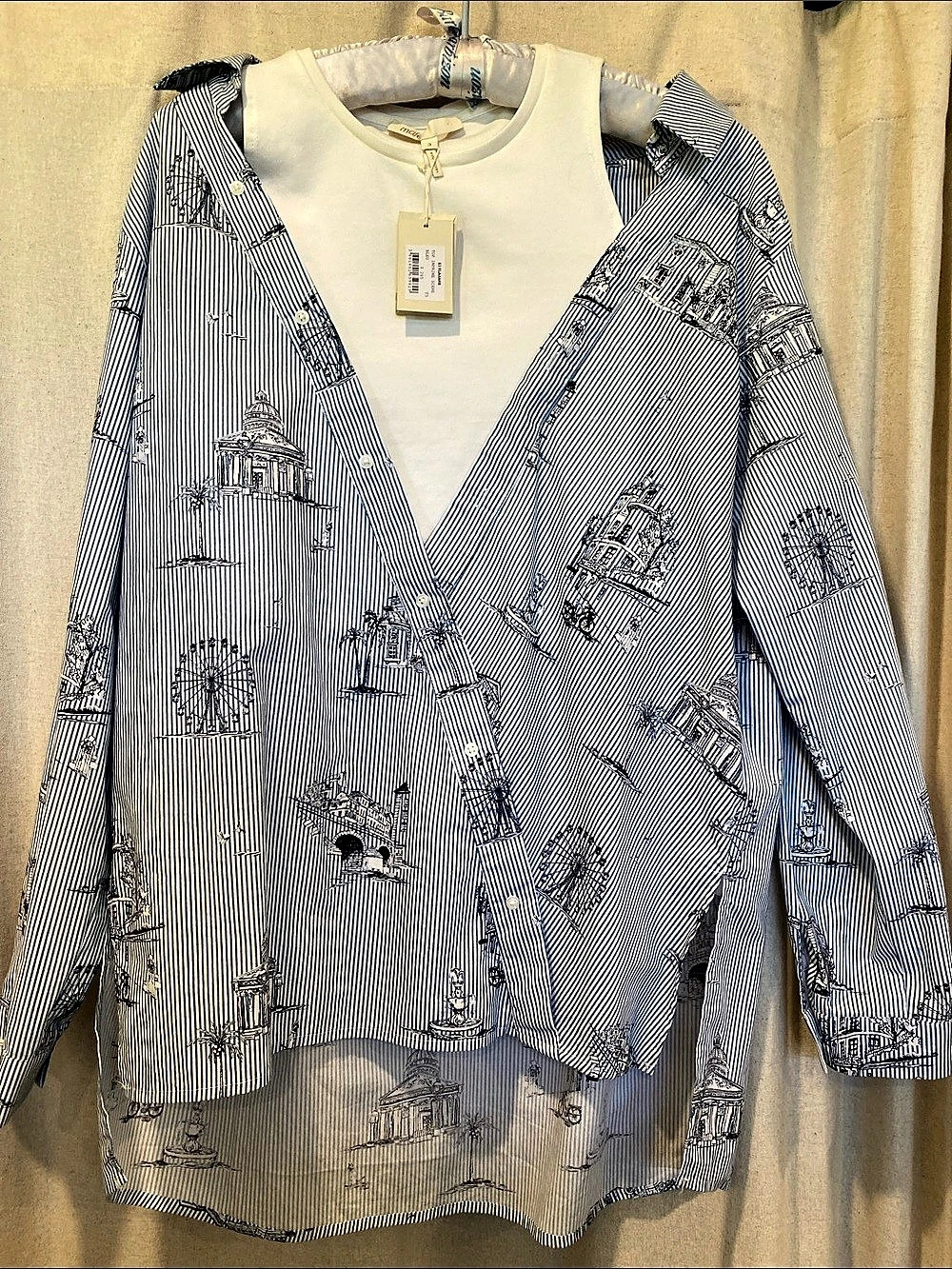 NWT Maje Paris Print Blouse Size 3 Large